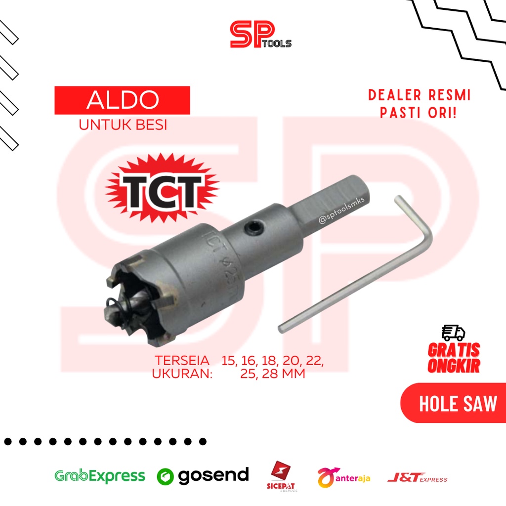 Jual MATA BOR HOLE SAW CUTTER PELUBANG BESI TCT ALDO 15 16 18 20 22 25 ...