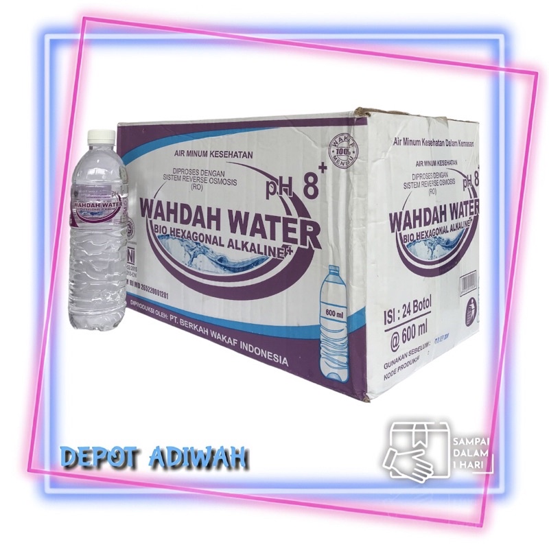 Jual Wahdah Water pH8+ pet 600ml per karton (isi 24 botol) | Shopee ...