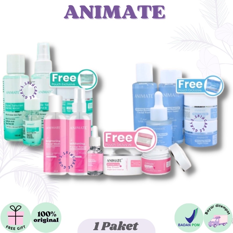 Jual ANIMATE Skincare 5in1 (Whitening,Acne Solution,Glowing Barrier ...