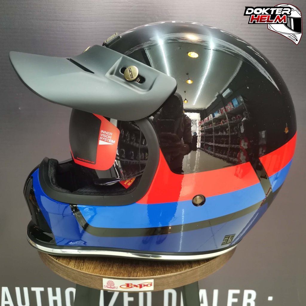 Jual NJS FREEDOM MOTIF SPRINTER BLACK/RED-BLUE - HELM FULL FACE ...