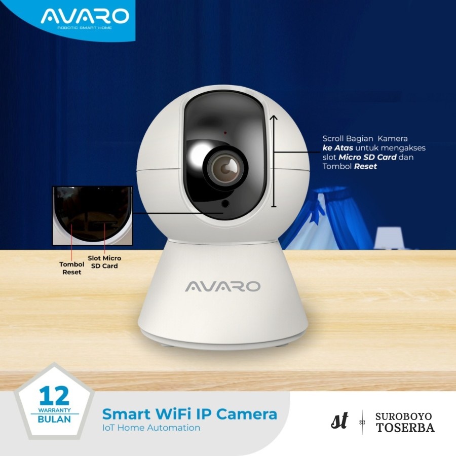 Jual AVARO Smart Indoor PTZ IP Camera CCTV Wifi IoT Home Automation 2MP ...