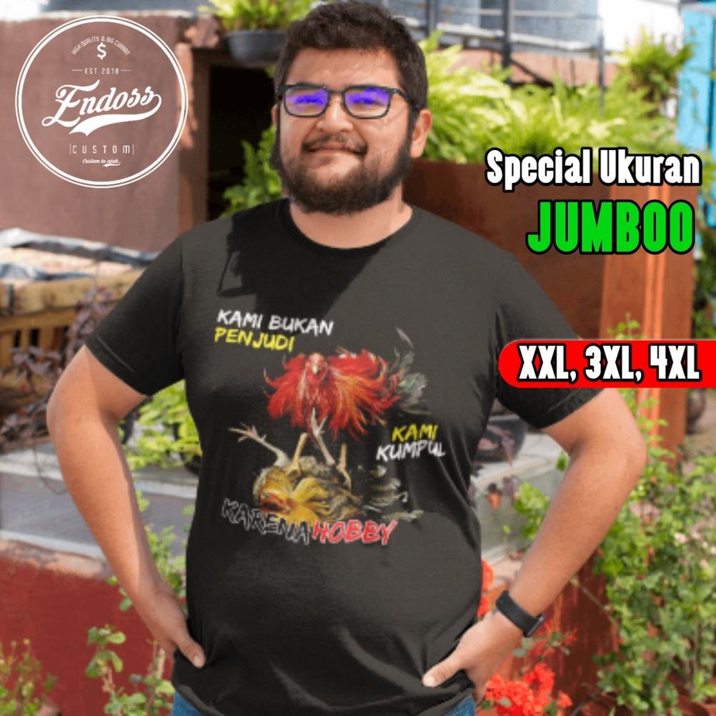 Jual ORIGINAL Kaos Distro Oversize Jumbo Big Size Pria Lengan Pendek Motif Ayam Bangkok Petarung