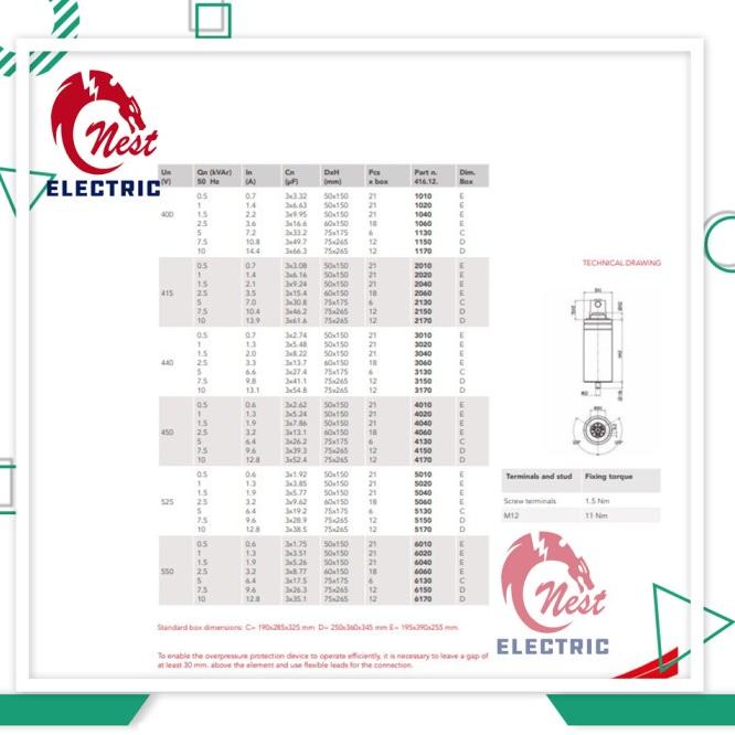 Jual Kapasitor Capacitor Bank Ducati 5 Kvar 415V 3 Phase Shopee Indonesia
