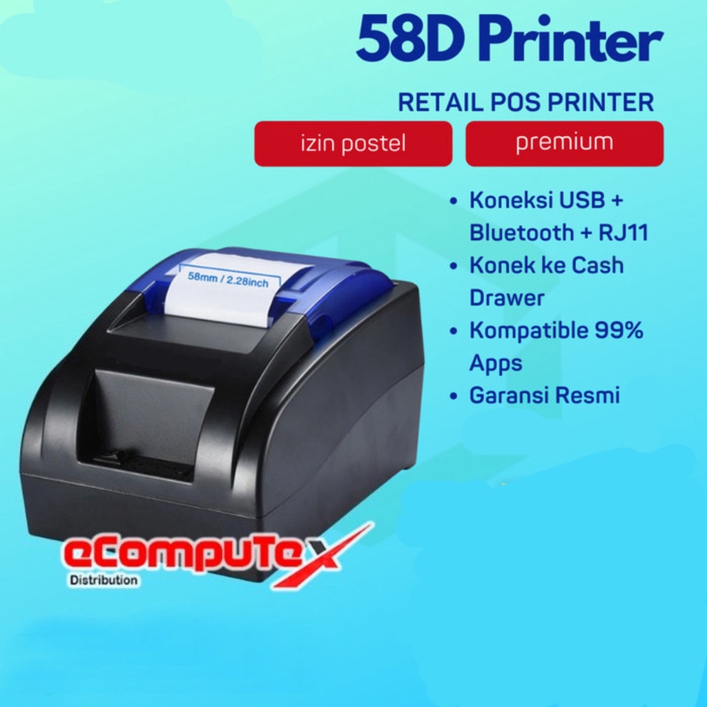 Jual PRINTER THERMAL 58MM BLUETOOTH + USB PRINTER THERMAL KASIR ...