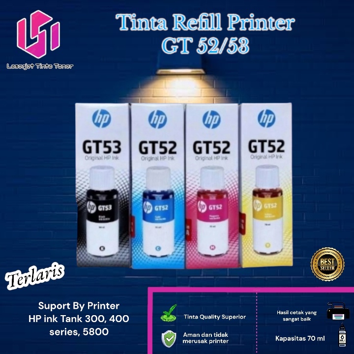 Jual Tinta Printer Hp Gt 52-53 Premium 1 Set (4 Pcs) | Shopee Indonesia