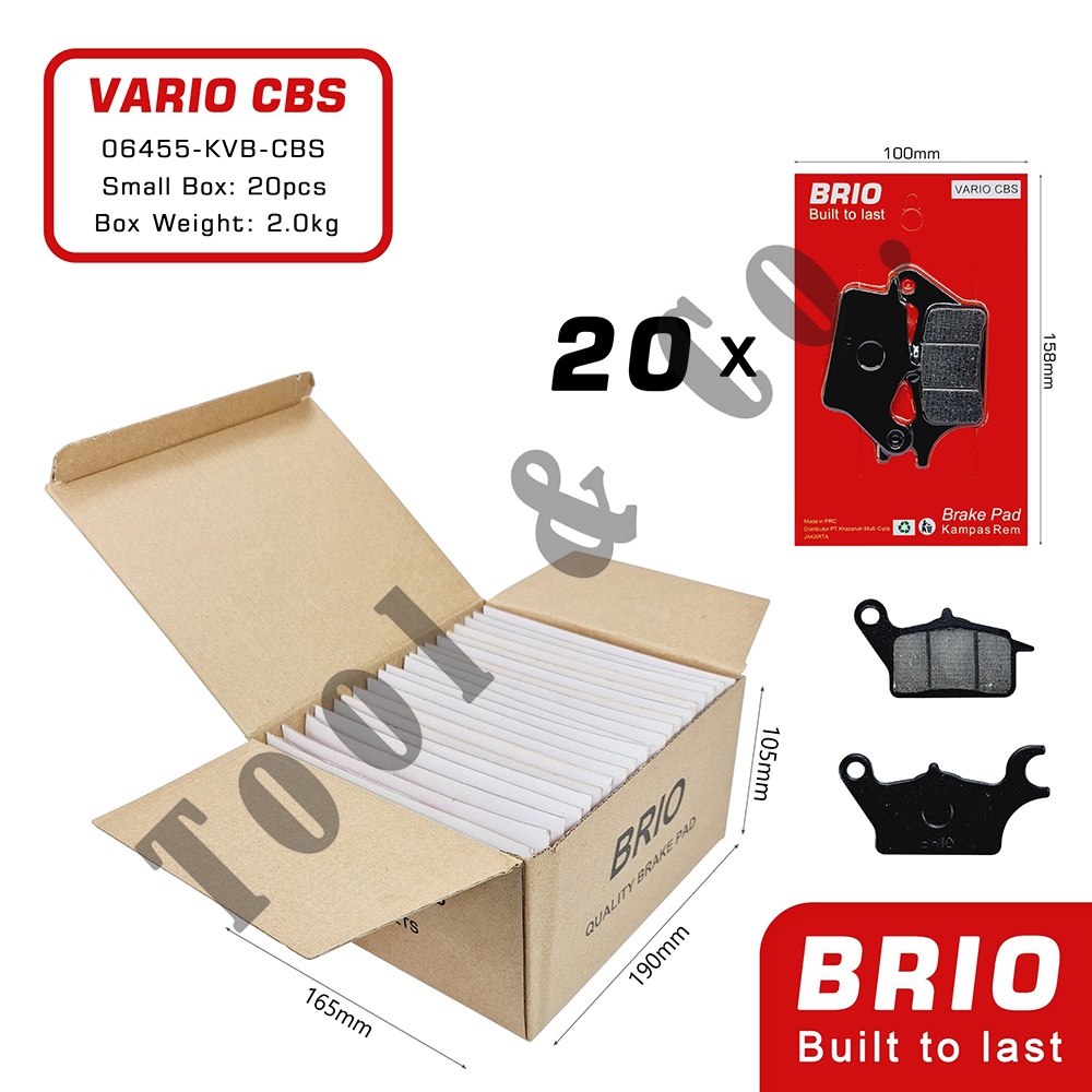 Jual Brio Front Brake Pad Kampas Rem Depan Disc Disped Rem Vario Cbs