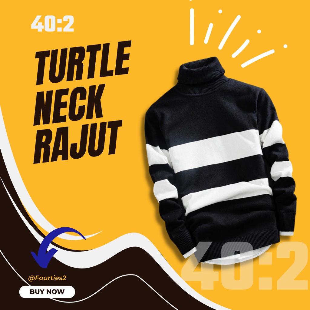 Jual Sweater Rajut Pria Bahan Rajut Long Neck Kerah Tinggi Turtle Neck Motif Garis Shopee