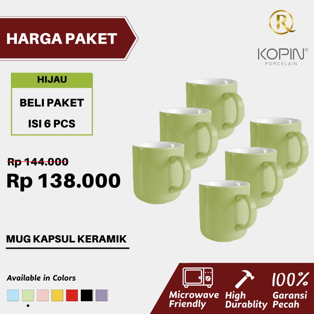Jual Paket Isi 6pcs Cangkir Gelas Mug Keramik Kapsul 2 Warna 300ml Polos Shopee Indonesia 4228