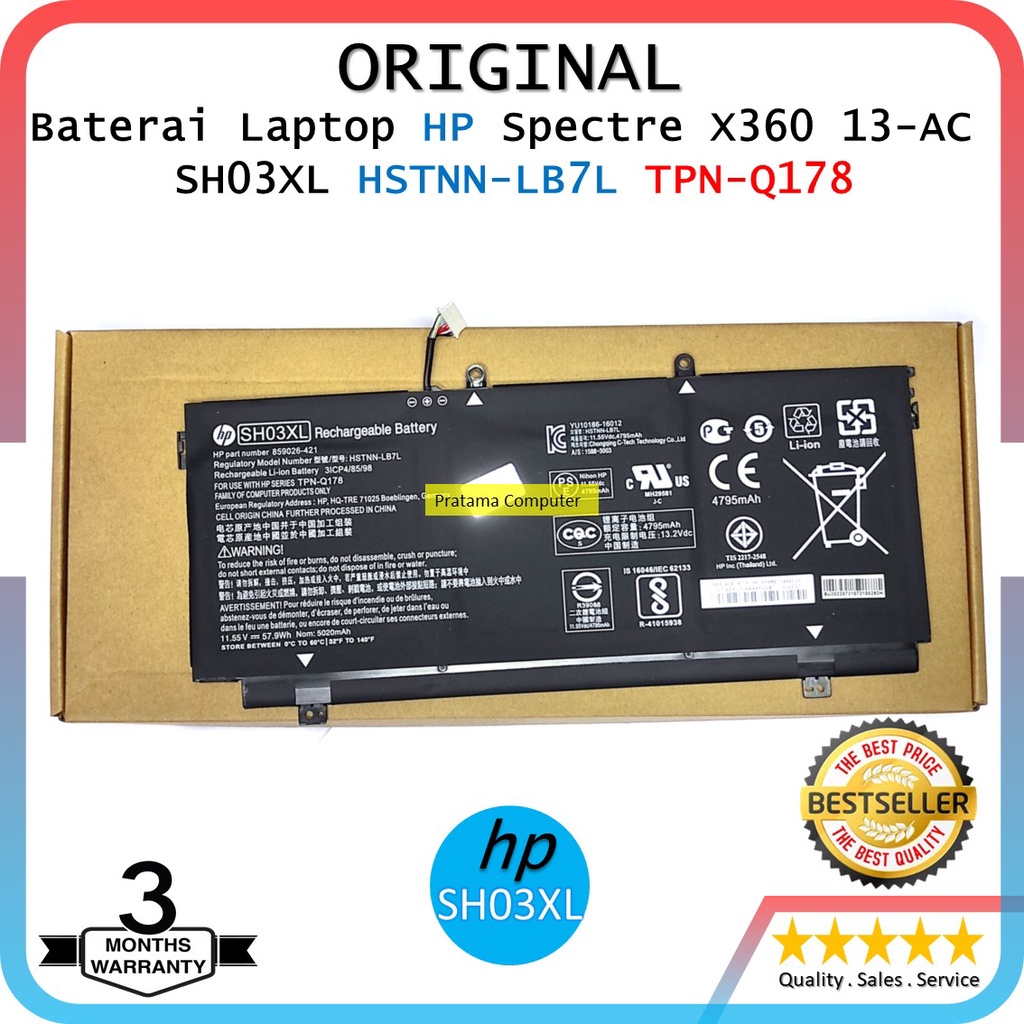 Laptop-Akku SH03XL SH03057XL HSTNN-LB7L 859356-855 859026-421 für HP Spectre x360 13-ac012ng 13-ac015ng 13-w0xx 11.55V 5020mAh 57.9Wh