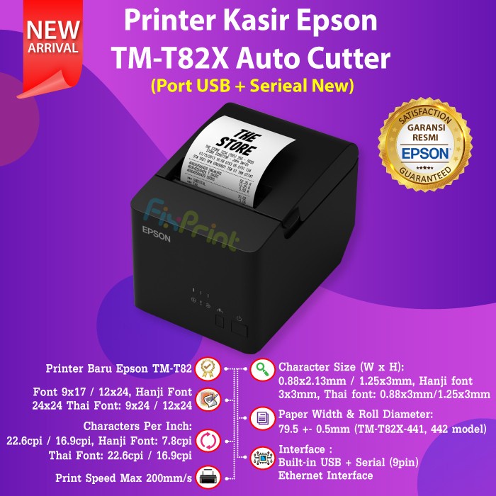 Jual Printer Thermal Epson Tm T82x Tmt82x Tmt 82x Printer Kasir Auto Cutter Shopee Indonesia 4879