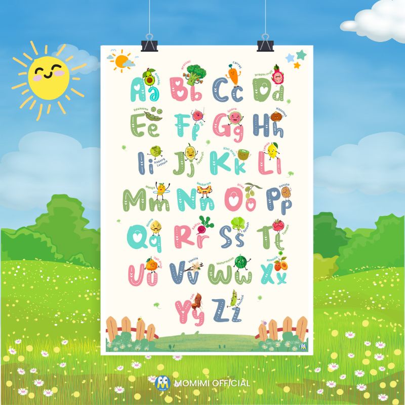 Jual Poster Huruf Alfabet ABC Untuk Belajar Abjad Edukasi Anak Poster ...