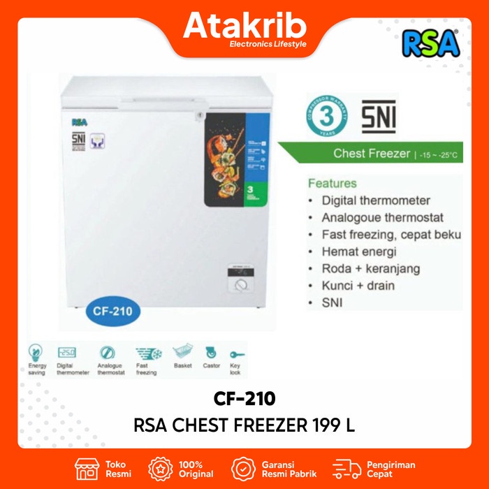 Jual RSA CHEST FREEZER CF-210 / CF210 [199L] | Shopee Indonesia