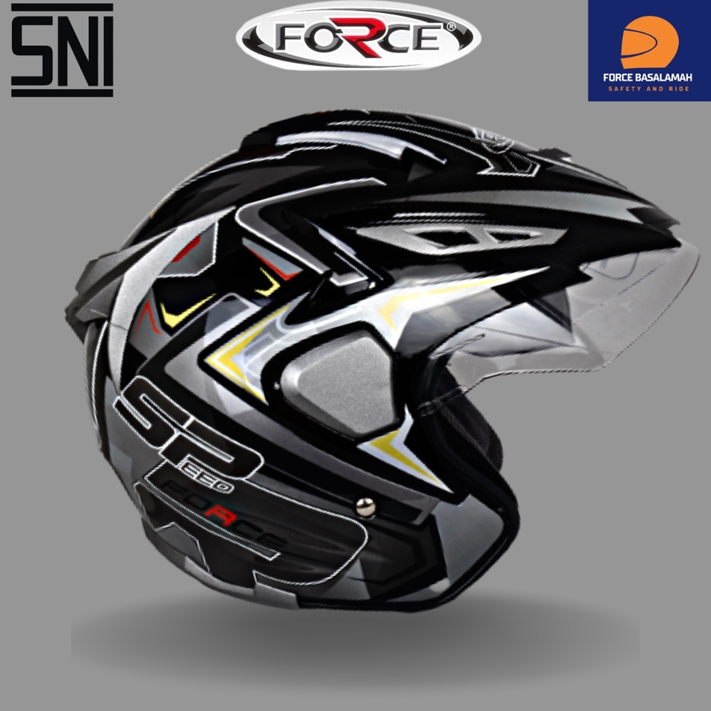 Jual HELM MOTOR FORCE SNI DOUBLE VISOR SPEED HALF FACE BAHAN SETARA KYT