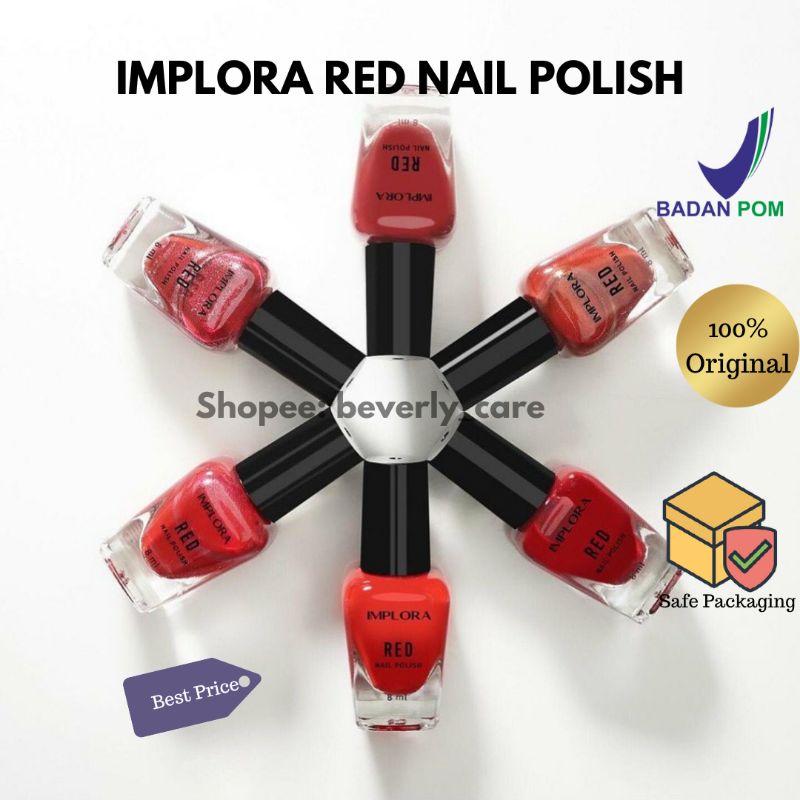Jual Implora Red Nail Polish Kuteks Maroon Cat Kuku Merah | Shopee ...