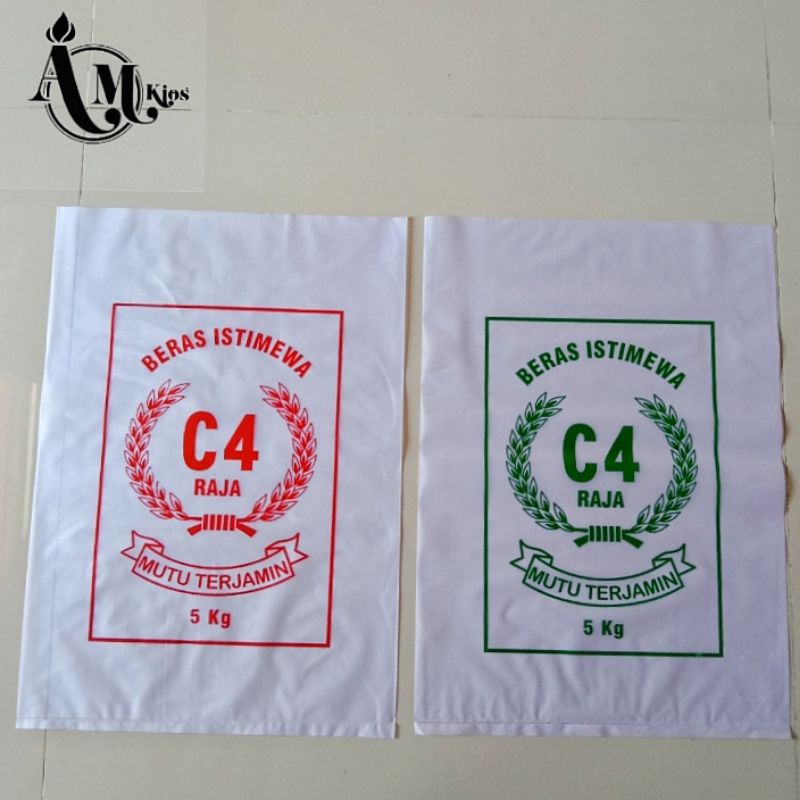 Jual Plastik beras kemasan 5kg sablon cap c4 Raja | Shopee Indonesia