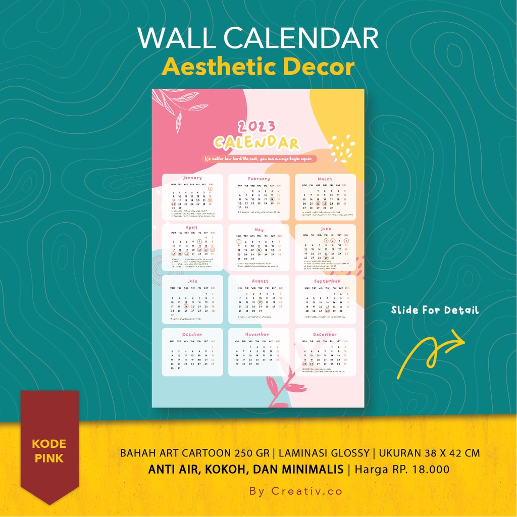 Jual KALENDER AESTHETIC 2024 - KALENDER DINDING - KODE PINK | Shopee ...