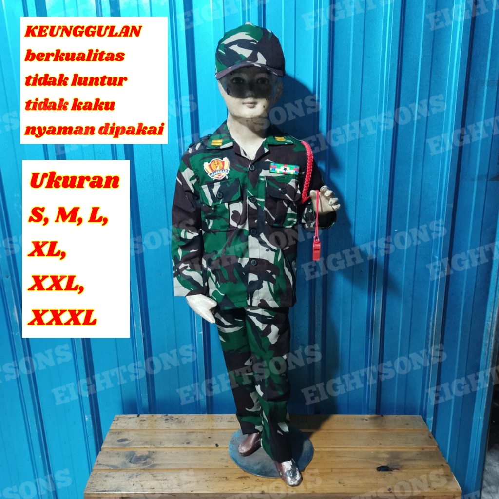 Jual Baju Setelan Seragam TNI Tentara Anak Berkualitas Karnaval Tentara