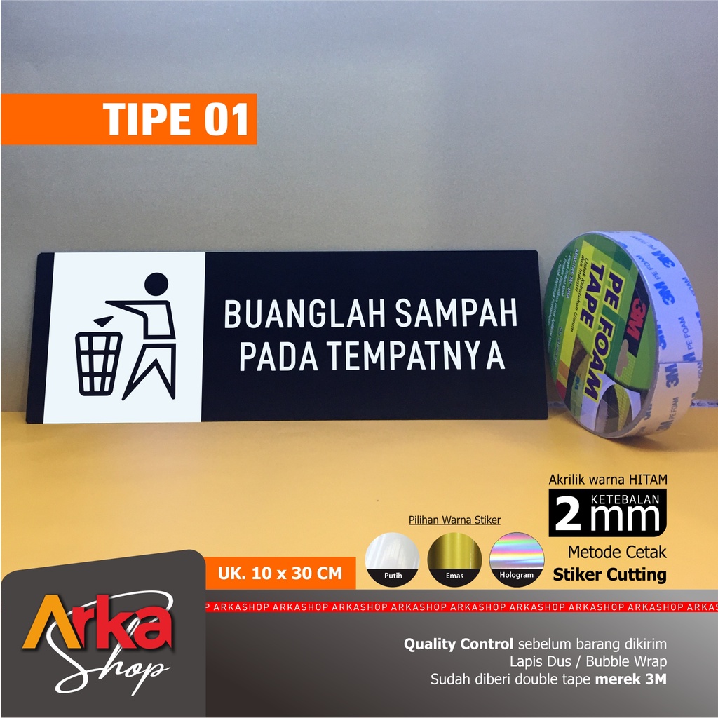 Jual Akrilik Sign Buang Sampah Tipe Jagalah Kebersihan Akrilik