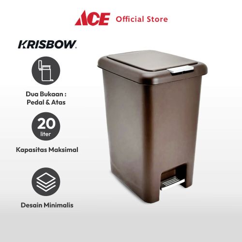 Jual Ace Krisbow 20 Ltr Tempat Sampah Plastik Cokelat Tua Tong Sampah Pedal Wadah Pembuangan 7338