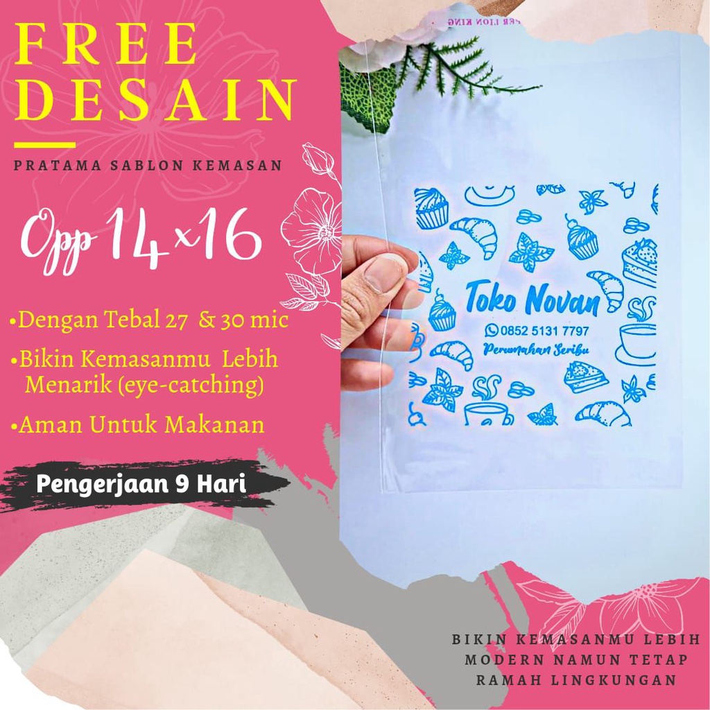 Jual Sablon Plastik Roti Opp Opp 14x14 dan Opp 14x16 Minimal Order 500 ...
