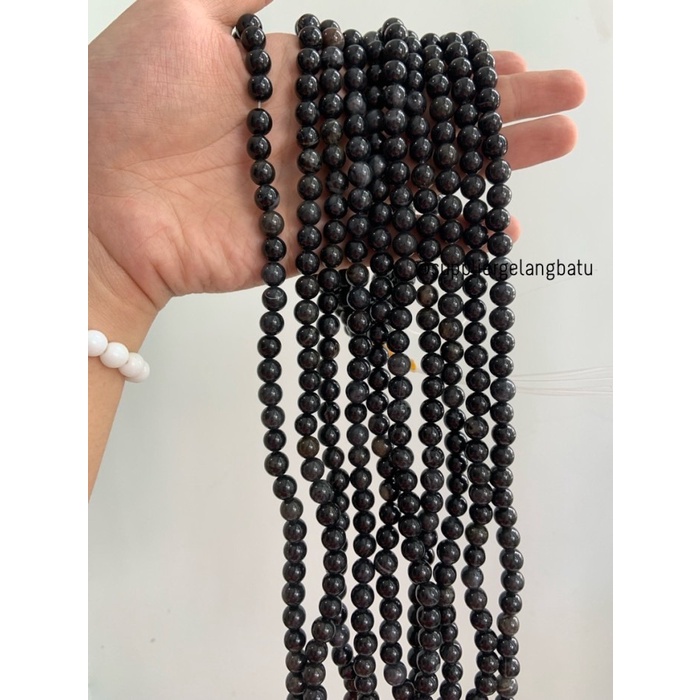 Jual bahan batu BLACK TOURMALINE 8mm bongkah akik natural tormalin ...