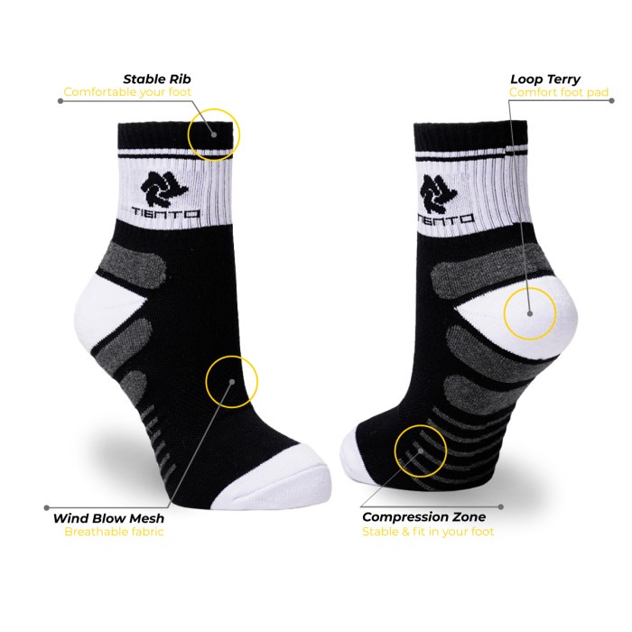 Jual Tiento Compression Socks To Go Black Quarter Anti Bacterial ...