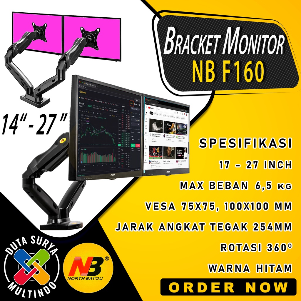 Jual bracket monitor komputer pc north bayou nbf160 untuk 17 sampai 27 ...