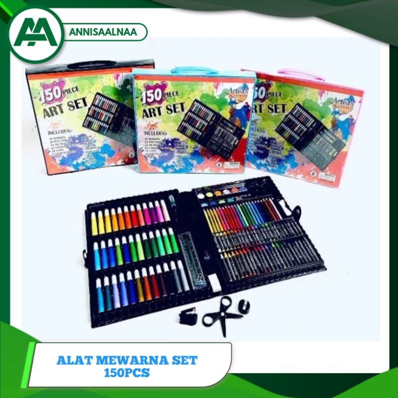 Jual Crayon Anak Set Koper 150/Alat tulis set crayon colouring mewarnai