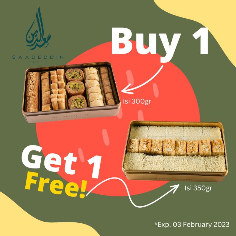 Jual BUY 1 GET 1 FREE BAKLAVA SAADEDDIN / PASTRY SAUDI ARABIA Shopee