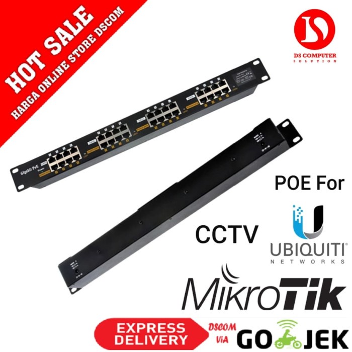 Jual PoE Gigabit Injector 16 Port Rackmount Support Ubiquiti Mikrotik ...