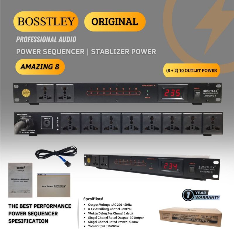 Jual BOSSTLEY AMAIZING 8 - 10 chanel power squencer rack mounted 5000w ...