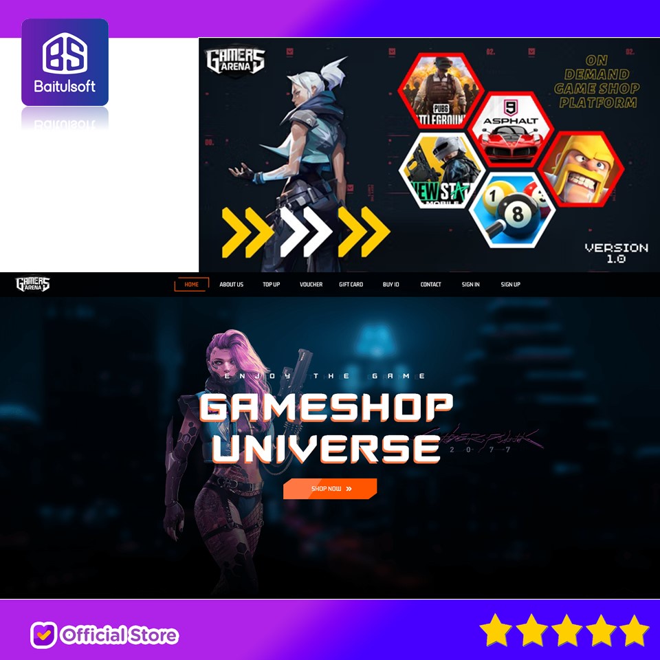 Jual SOURCE CODE APLIKASI GAMERS ARENA DIGITAL ONLINE GAME STORE