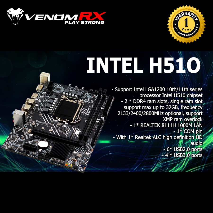 Jual VenomRX H510 Motherboard Intel Chipset LGA1200 Shopee Indonesia