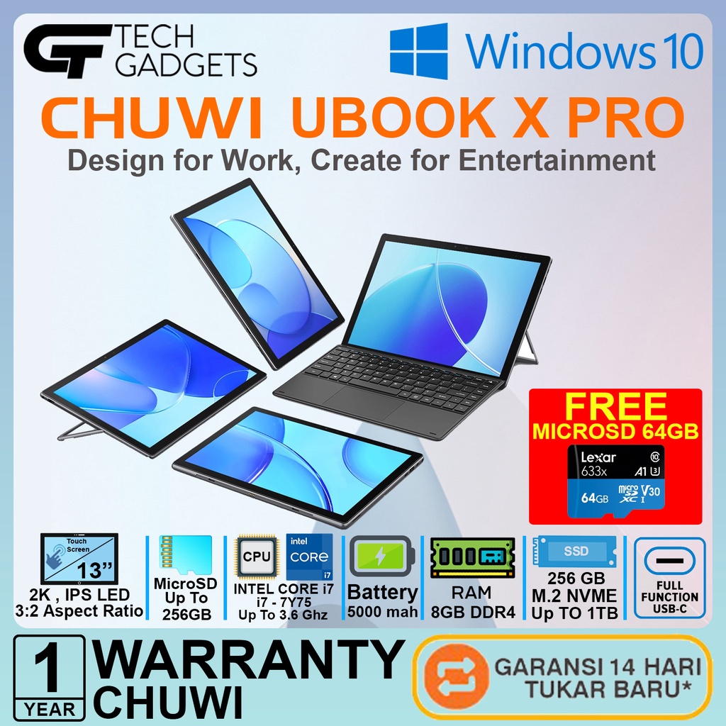Jual CHUWI UBOOK X PRO 13" Inch 2K RAM 8GB SSD 256GB Intel CORE i7 NEW ...