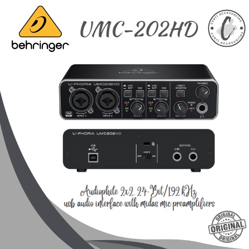 Jual BEHRINGER UMC202HD 2x2 USB Audio Interface Soundcard Original UMC