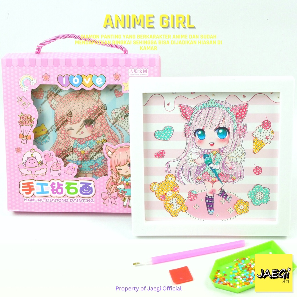 JAEGi Diamond Painting Anime Girl Series Bingkai 17cm X 17cm