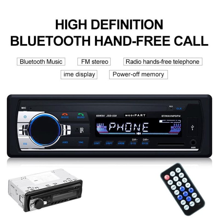 Jual TAPE MOBIL SINGLE DIN JSD520 CAR MP3 RADIO FM BLUETOOTH USB SD