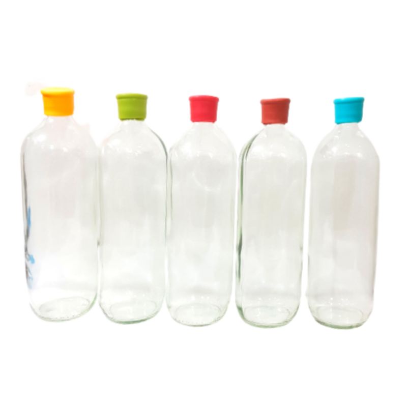 Jual / 6 ( ENAM ) Botol Kaca 1 Liter Botol Jamu / botol beling kaca 1 ...