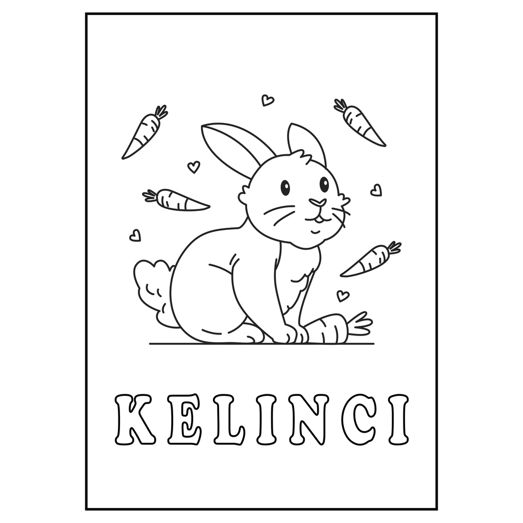 Jual Gambar Mewarnai / Sketsa lukis / drawing sketch Kelinci Lucu