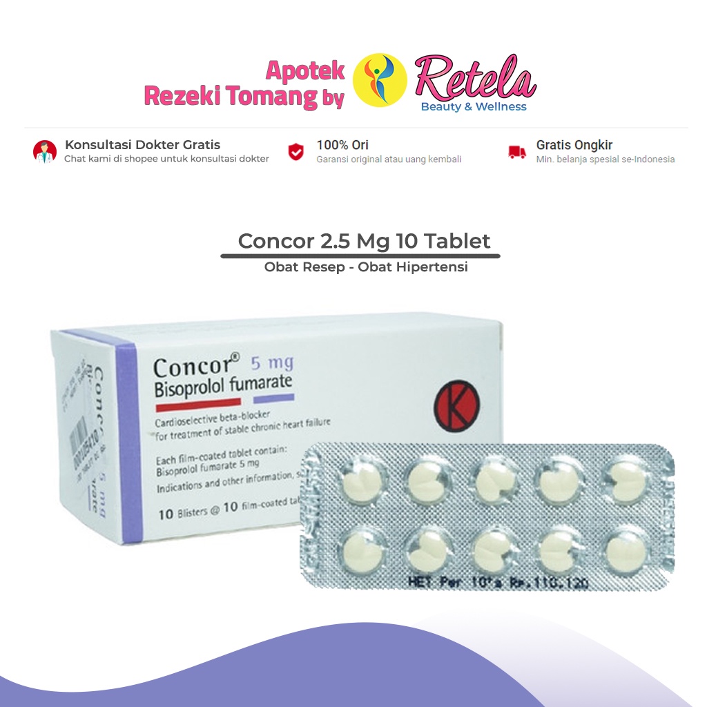 Jual CONCOR 5MG 1 STRIP 10 TABLET | Shopee Indonesia