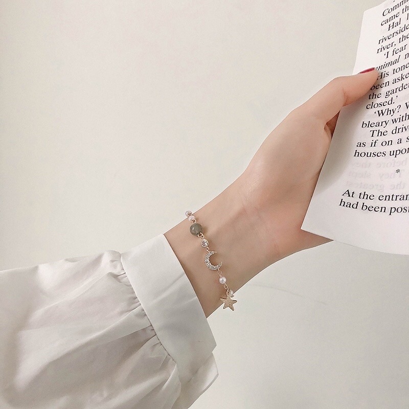 Jual Gelang Wanita Liontin Bentuk Bintang Dan Bulan Gaya Korea/ Gelang