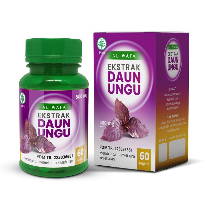 Jual Kapsul Daun Unggu Al Wafa 60 Kapsul Extrak Daun Ungu Shopee