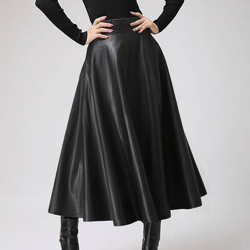 Jual Rok kulit panjang/ Rok Semi kulit vintage model payung panjang ...