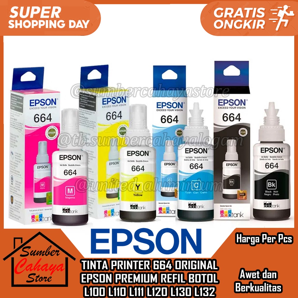 Jual Premium Refill Ink Tinta Epson Compatible 664 Printer L100 L110 L120 L200 L210 L220 L300 1707