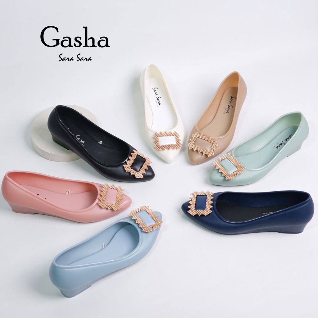 Jual Sepatu Jelly Wanita Sara Sara GASHA Flat Shoes Jelly Wanita Tinggi 3.5cm Trendy Kekinian Shopee Indonesia