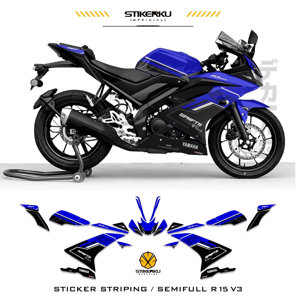 Jual STRIPING R15 V3 SEMIFULL / R15 V3 MOTIF 16 SIMPLE DASAR WARNA ...