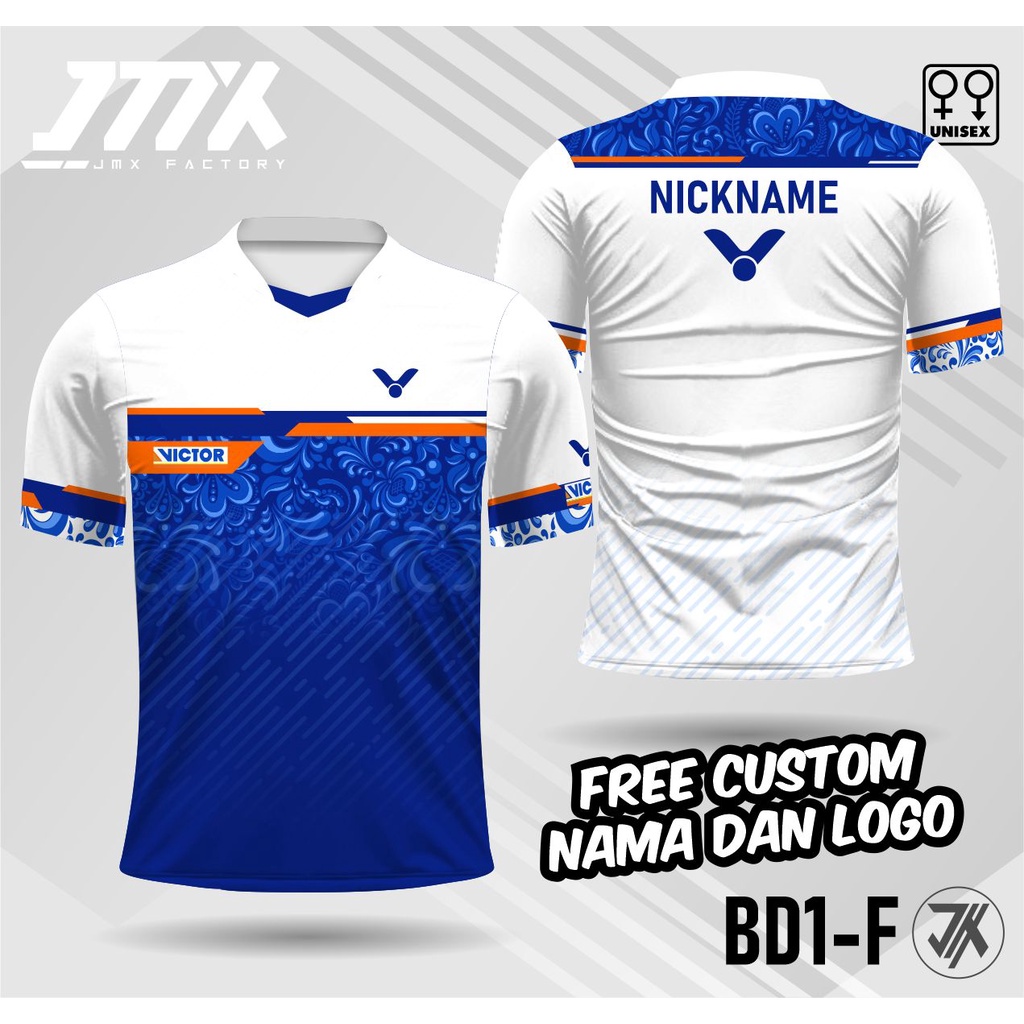 jersey badminton batik victor kaos bulu tangkis victor terbaru free custom  nama dan logo