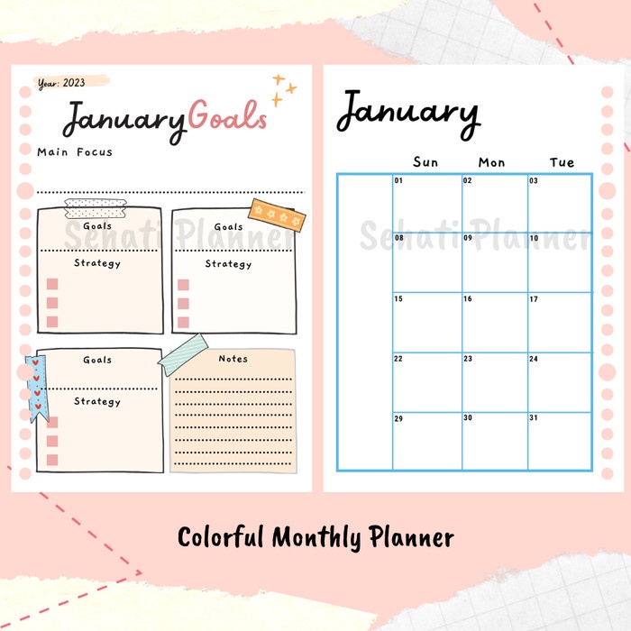 Jual Kertas Colorful Monthly Planner / Bullet Journal / Kertas Binder ...