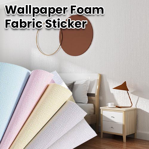 Jual Wallpaper Foam Fabric Sticker Linen Roll, 50cm x 290cm tebal 2mm ...