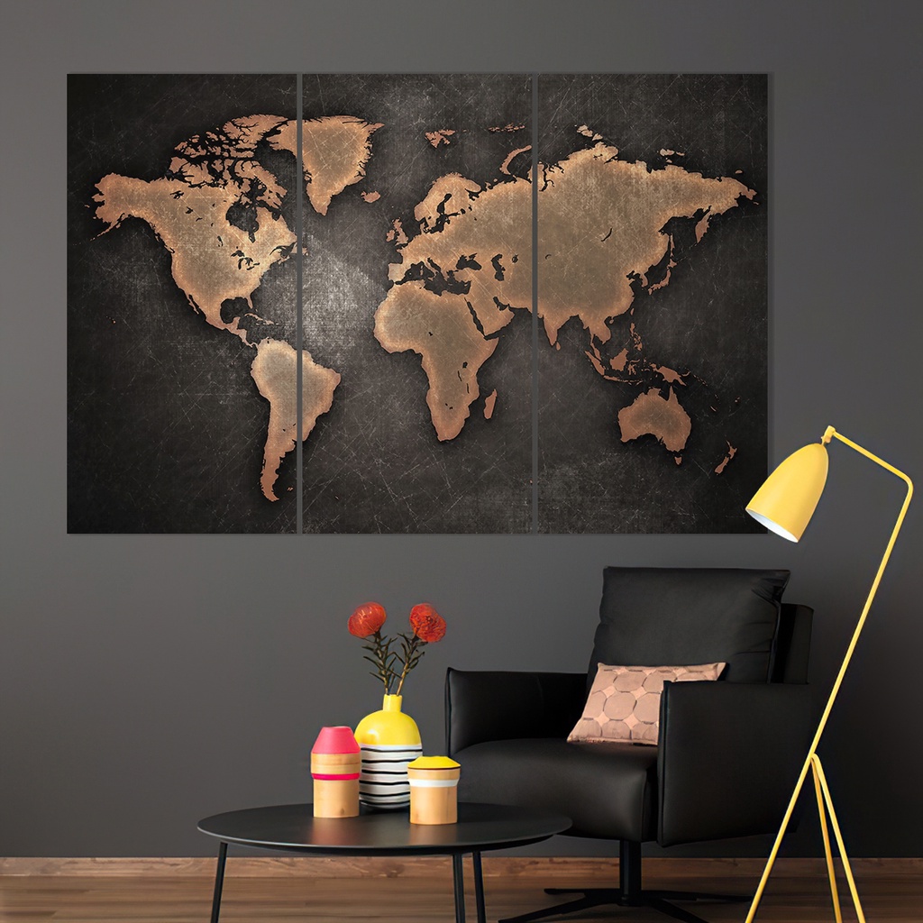 Jual [90X60] Wall Decor Hiasan Dinding Peta Dunia World Map Vintage ...